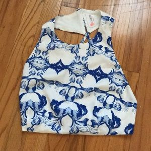 Crop top and shorts matching set. White and blue.